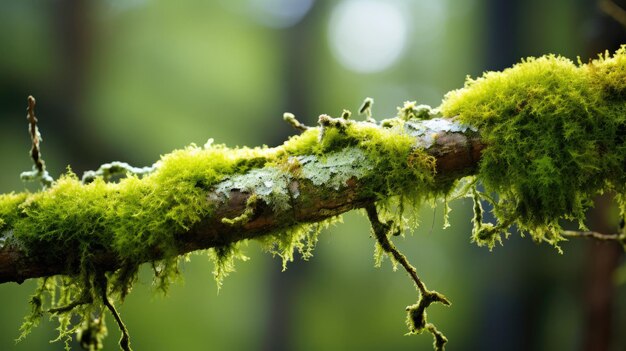 enchanting details of lichen on a tree branch with a mesmerizing closeup shot