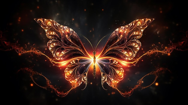 Enchanting Elegance Fiery Magic Butterfly with Glowing Sparkles