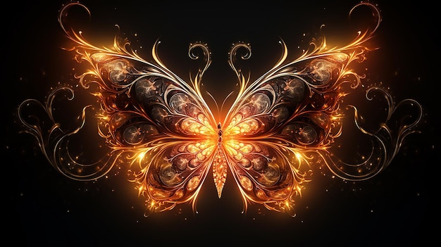 Enchanting Elegance Fiery Magic Butterfly with Glowing Sparkles