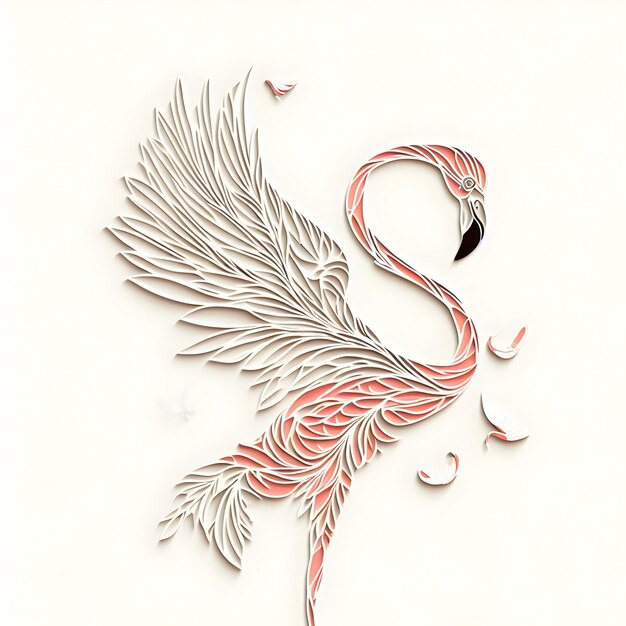 Enchanting Elegance A Majestic Flamingo Unveiling Wings Woven from Whispering Paper