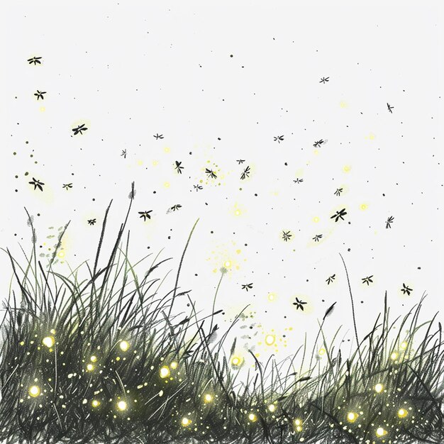 Photo enchanting firefly swarm digital illustration on white background