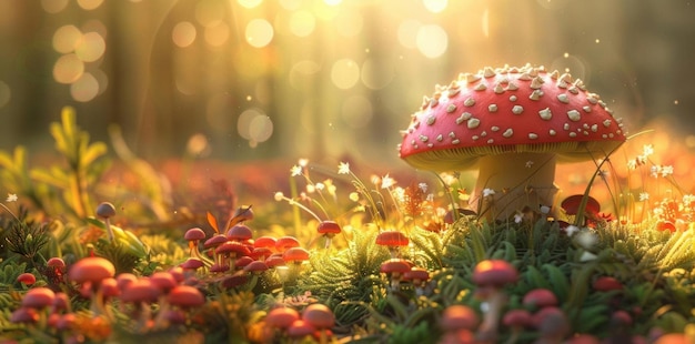 Enchanting Forest Fungi Whimsical mushroom background