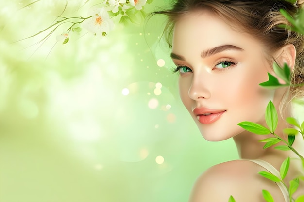 Enchanting Greens Womans Beauty Springs to Life in Spring Banner