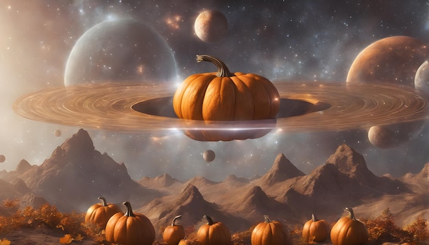 Enchanting Halloween Night Pumpkin Universe Background