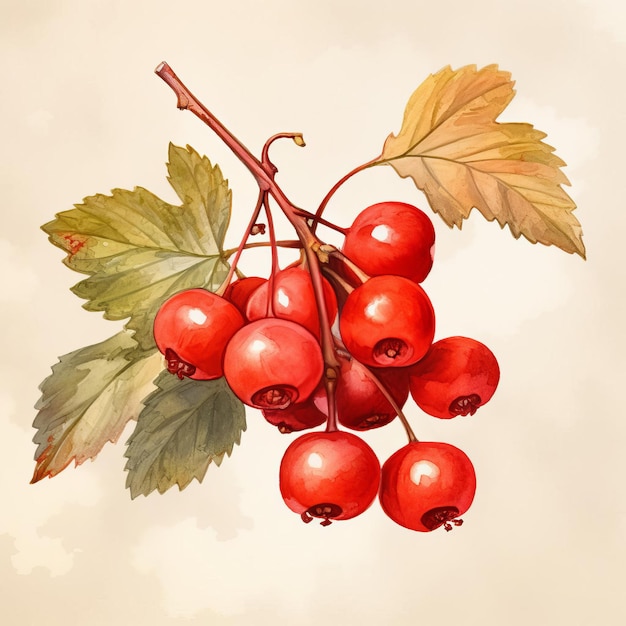 Enchanting Hawthorn Watercolor Clipart With Hdr Effect