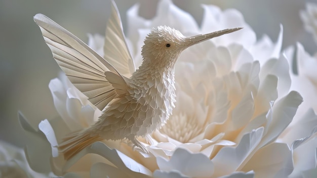 Enchanting hummingbird depicted in delicate layers of paper