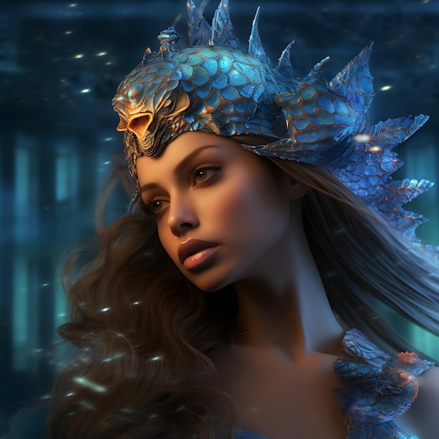 Photo enchanting hyperrealistic mermaid portrait in ethereal beauty