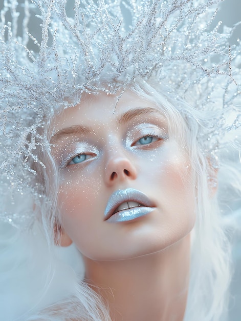 Photo enchanting ice queen a portrait of ethereal beauty