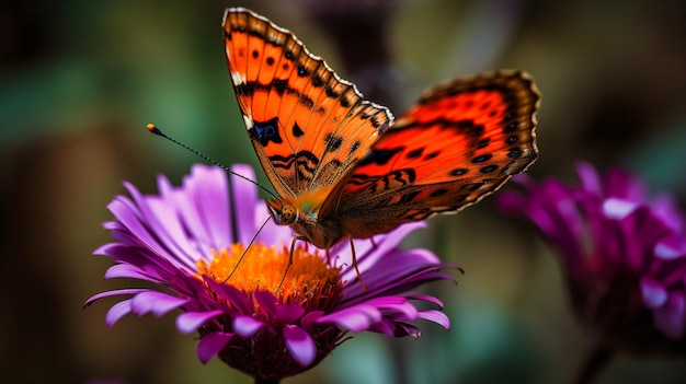 An enchanting image of a butterfly and a flower in a delicate interaction showcasing the beauty of the natural world