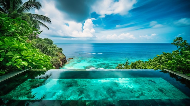 An enchanting image of a luxurious infinity pool providing a tranquil and indulgent setting for an unforgettable summer retreat