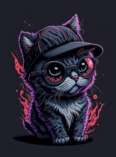 Enchanting Kitten Magic A Vivid Winking Sticker for Your TShirt