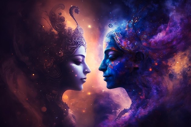 The Enchanting Love of Radha Krishna in a Fantasy galactic Land