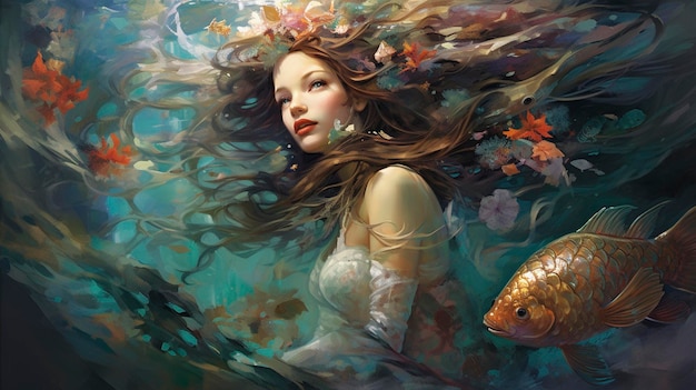 Enchanting Mermaid Illustration oil painting