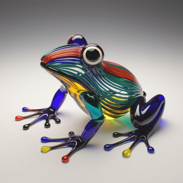 Photo enchanting molten glass artwork of a detailed frog unique and intricate design