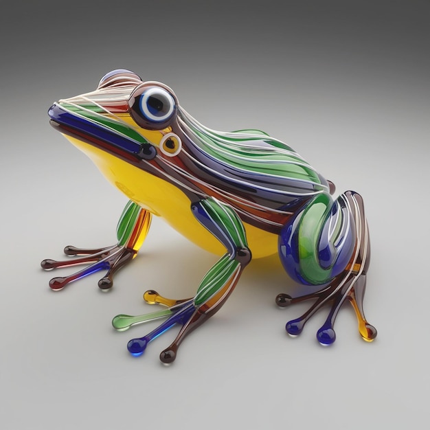 Photo enchanting molten glass artwork of a detailed frog unique and intricate design