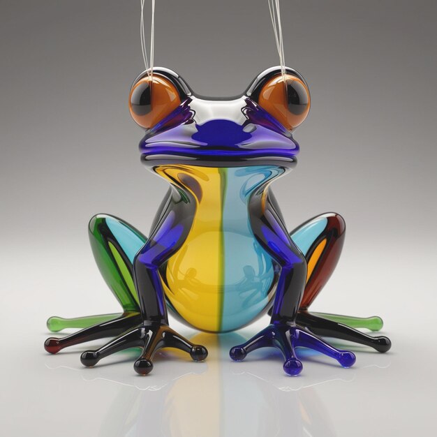 Photo enchanting molten glass artwork of a detailed frog unique and intricate design