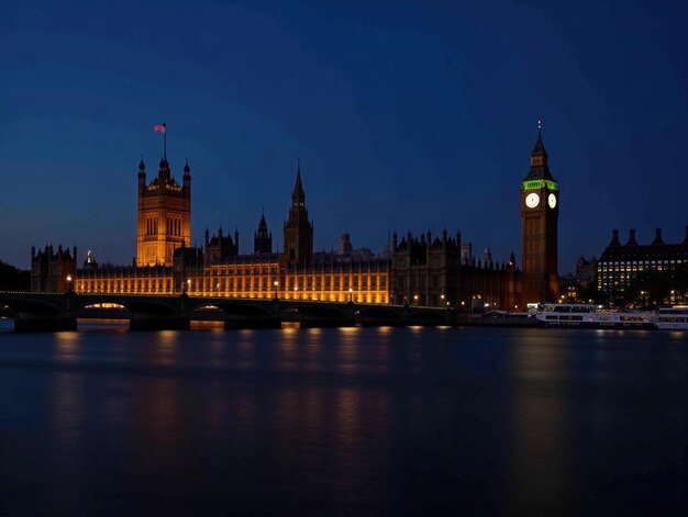 Photo enchanting night view of big ben and the houses of parliament in london uk