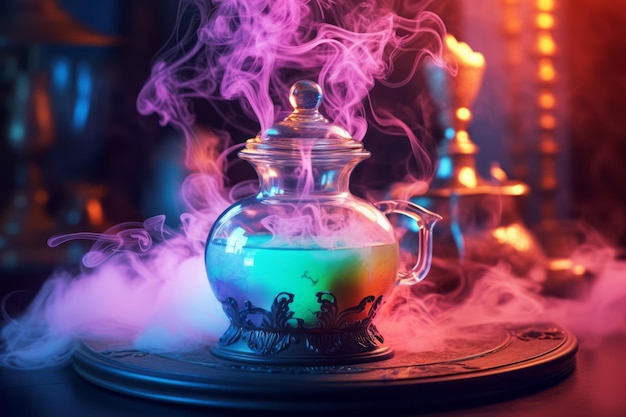 Enchanting Poison Potion on Table in Colorful Fairy Tale Style Generative AI