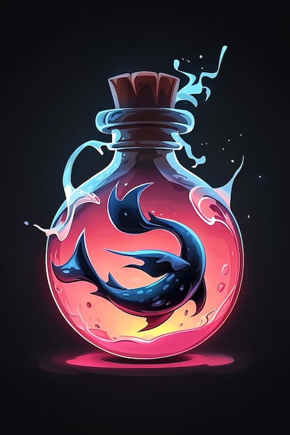 Enchanting Sea Creature in a Potion Bottle