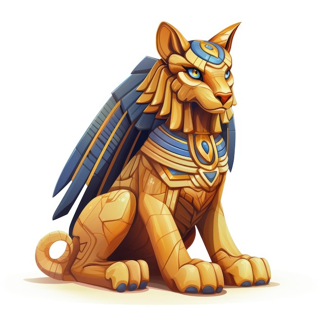 Photo enchanting sphinx a whimsical cartoon illustration on a white background