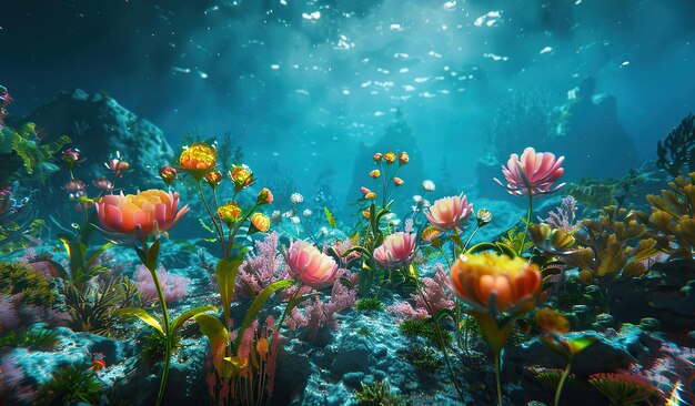 Enchanting underwater seascape with vibrant coral and fish