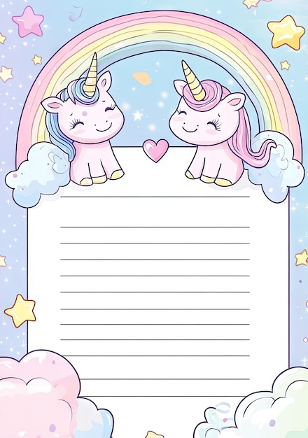 Enchanting Unicorn Writing Paper for Kids and Adults