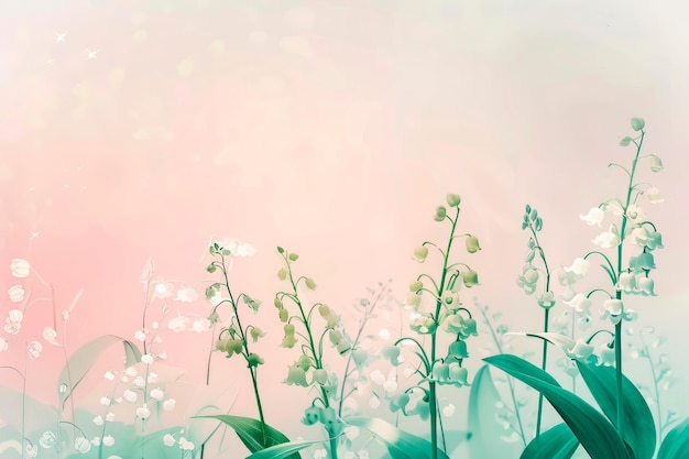 Enchanting watercolor backdrop adorned with delicate lilyofthevalley flowers perfect for celebrating the beauty of nature Generative AI