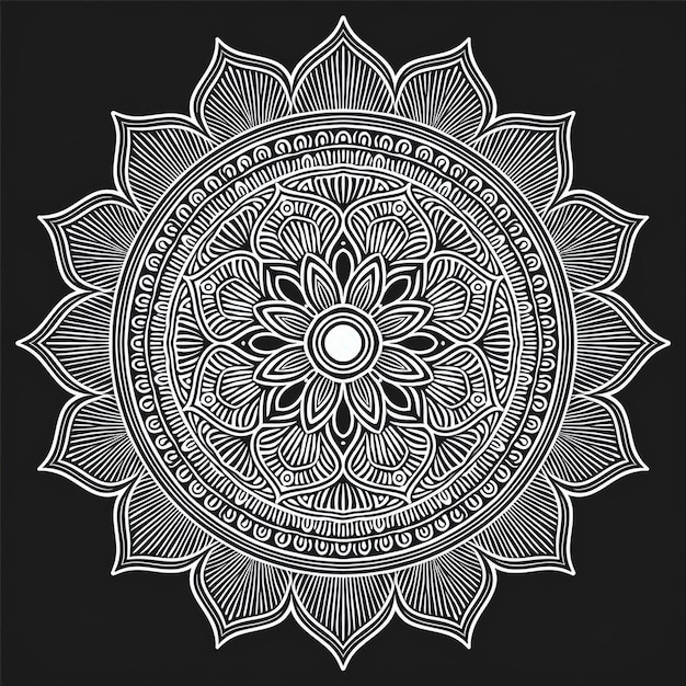 Photo enchanting white intricate floral islamic mandala circles decoration with blank horizontal vector ba