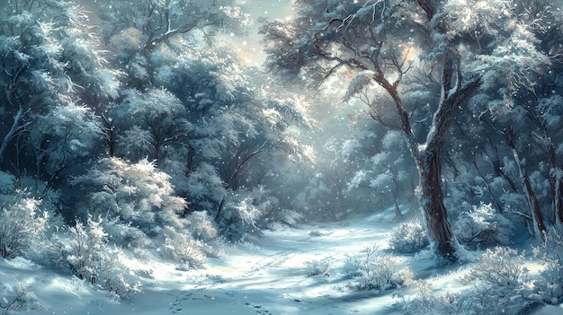 Enchanting Winter Forest Path