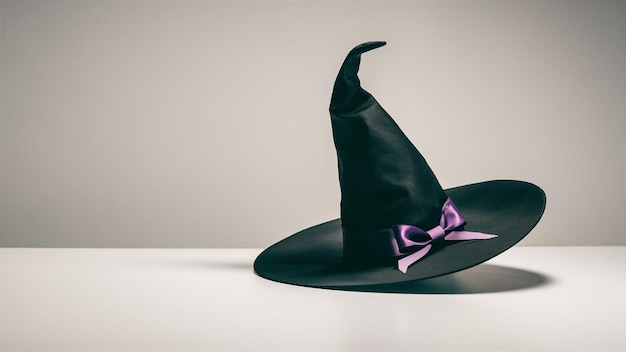 Photo enchanting witch hat with feathers for halloween