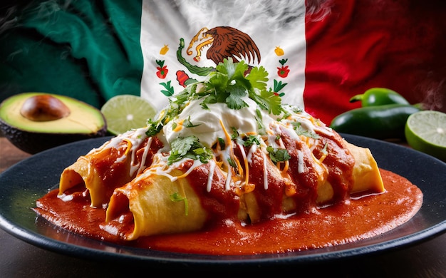 Enchiladas Mexico Food with Mexico Background