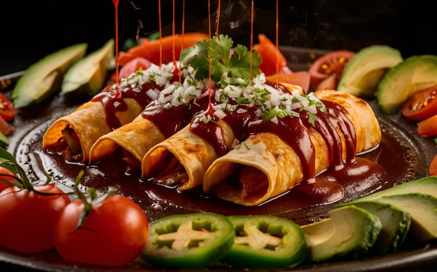 Enchiladas Mexico Food with Mexico Background