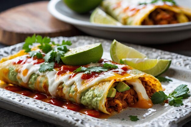 Enchiladas with creamy avocado melted cheese and a hint of lime