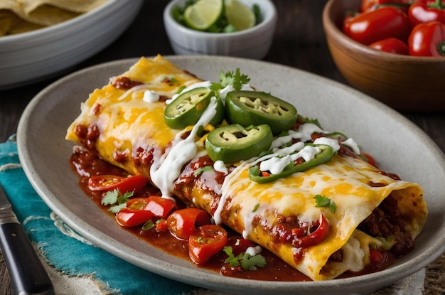 Enchiladas with fresh salsa cheese and a hint of lime zest