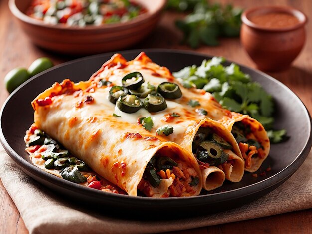 Photo enchiladas with roasted poblano peppers