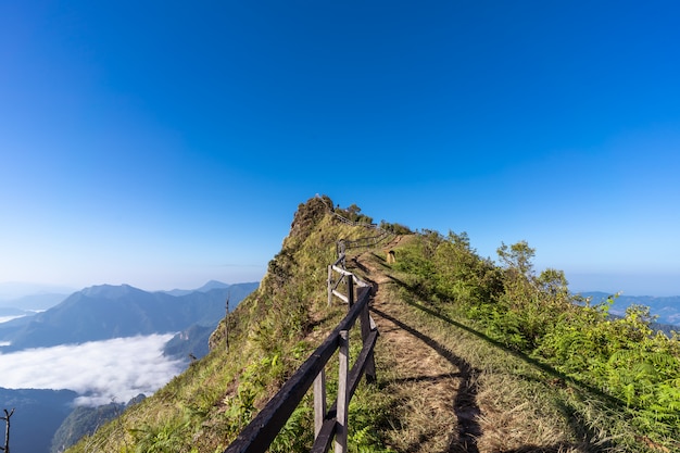 End of a path on the top of a mountain