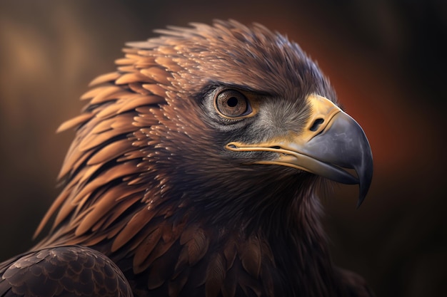 Endangered animal rare bird Portrait of beautiful steppe eagle with a beak looking away Generative ai