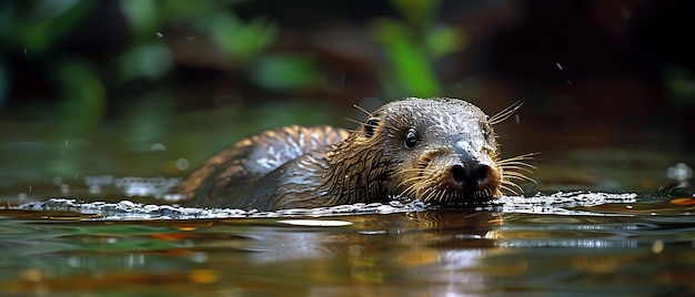 Endangered Platypus in Australian river habitat