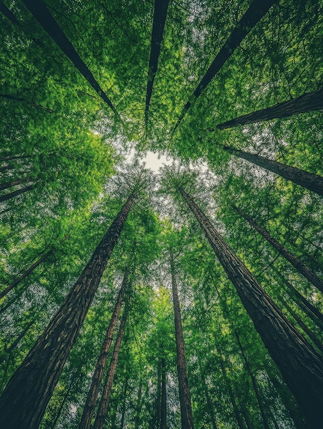 Photo endless expanse of towering trees filling every corner