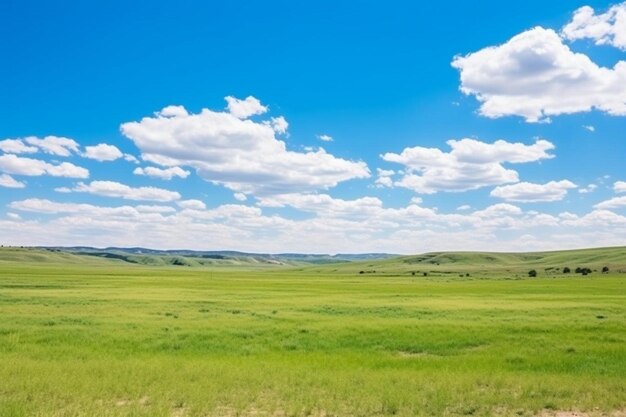 Photo endless plains of green grass under a bright mid