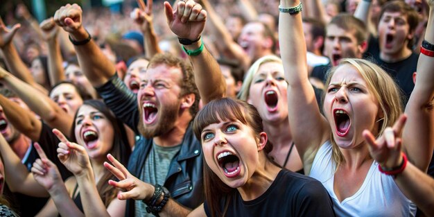 Energetic Audience Screaming at Concert