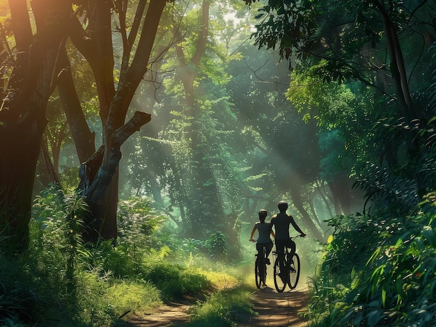 An energetic cycling adventure that highlights the enjoyment of outdoor fitness and nature