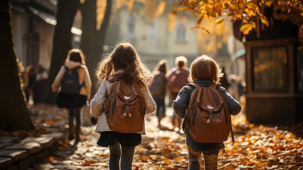 Energetic Elementary Kids on the Run