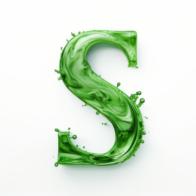 Photo energetic green letter s in sumatraism style with organic movement