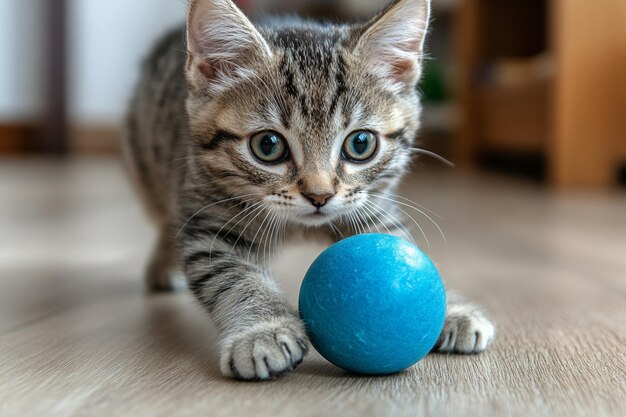 Energetic Kitten with Interactive Ball photo