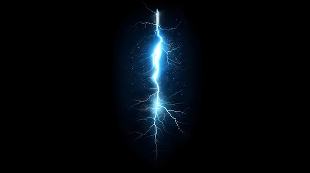 Energetic Lightning Bolt Piercing the Dark Night Sky