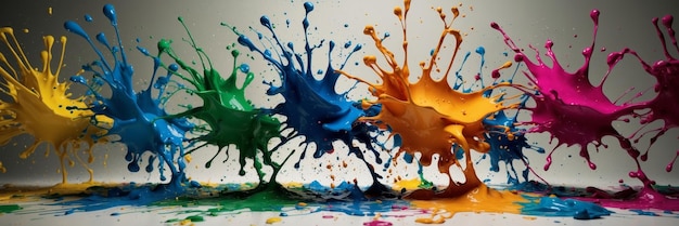 Energetic Paint Splashes in Vivid Colors