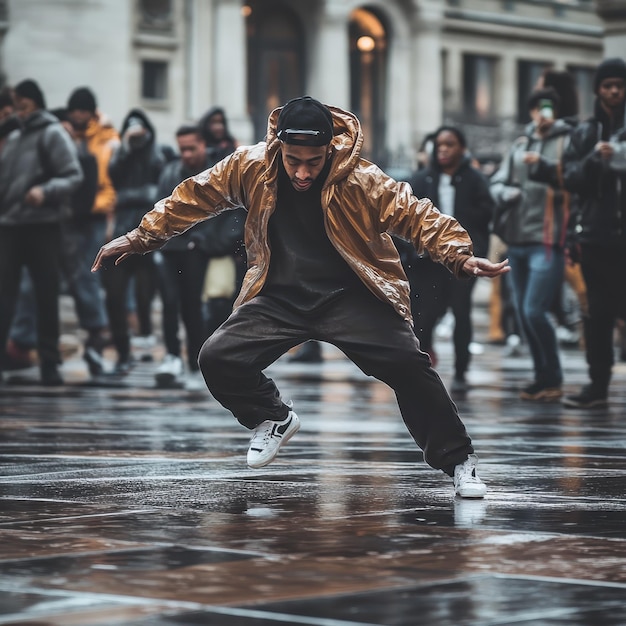 Photo energetic street dancers showcasing unique moves