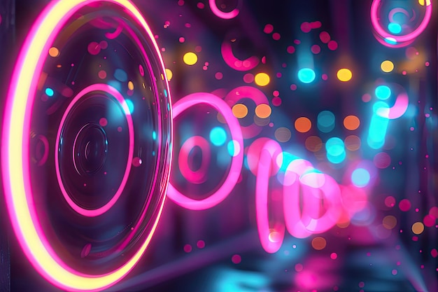 Energetic Yellow Neon Inviting 3D Render with Abstract Geometric Background