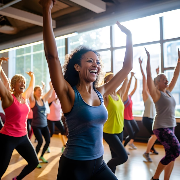 Energizing Group Aerobics Class Diversity Fitness Goals and a Healthy Lifestyle